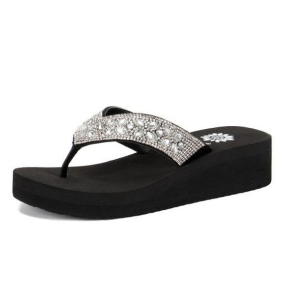 yellow box bling sandals